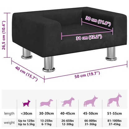 Lettino per Cani Nero 50x40x26,5 cm in Velluto