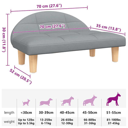 Lettino per Cani Grigio Chiaro 70x52x30 cm in Tessuto