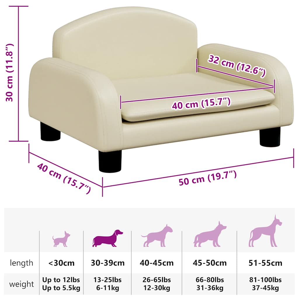 Lettino per Cani Crema 50x40x30 cm in Similpelle