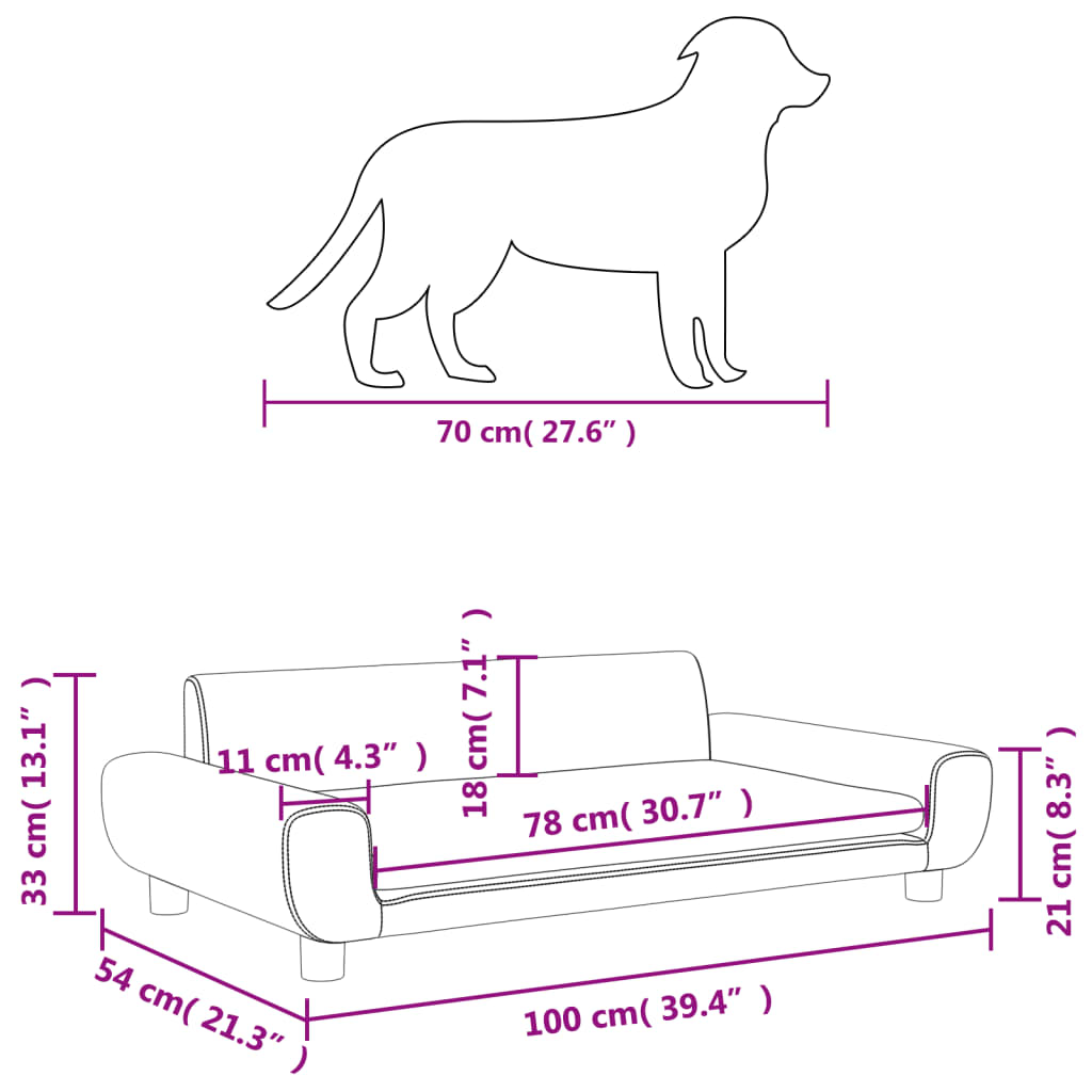 Lettino per Cani Blu 100x54x33 cm in Velluto