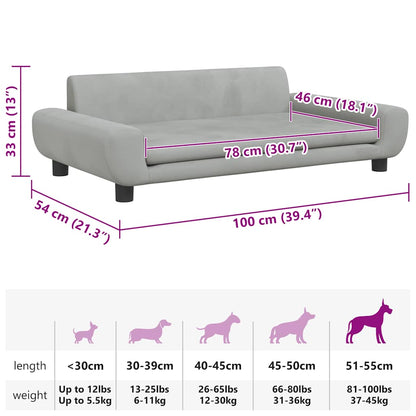 Lettino per Cani Grigio Chiaro 100x54x33 cm in Velluto | homemem39