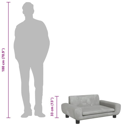 Lettino per Cani Grigio Chiaro 70x45x33 cm in Velluto - homemem39