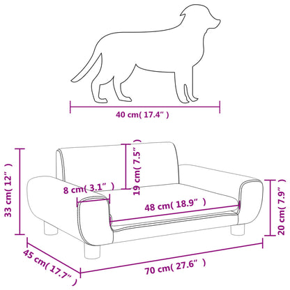 Lettino per Cani Grigio Scuro 70x45x33 cm in Velluto