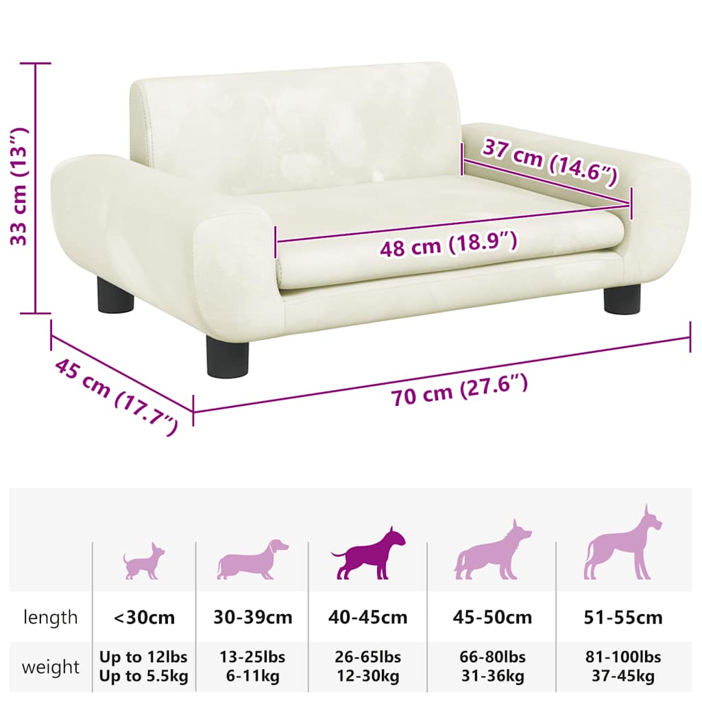 Lettino per Cani Crema 70x45x33 cm in Velluto | homemem39