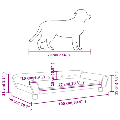 Lettino per Cani Grigio Scuro 100x50x21 cm in Velluto