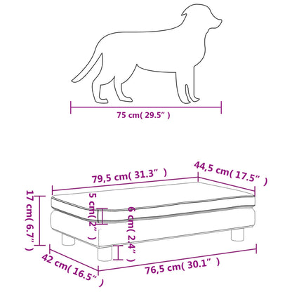 Lettino Cani con Estensione Grigio Scuro 100x50x30 cm Velluto