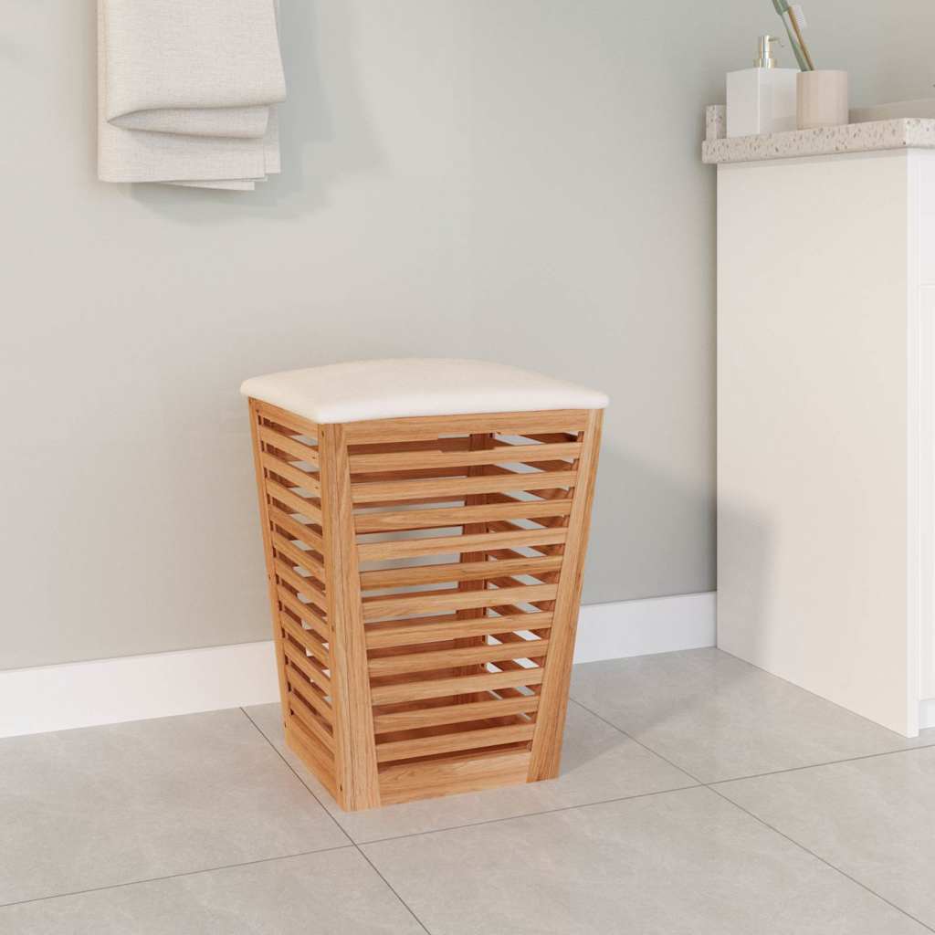 Sgabello da Bagno 40,5x40,5x56 cm in Legno Massello di Noce | homemem39
