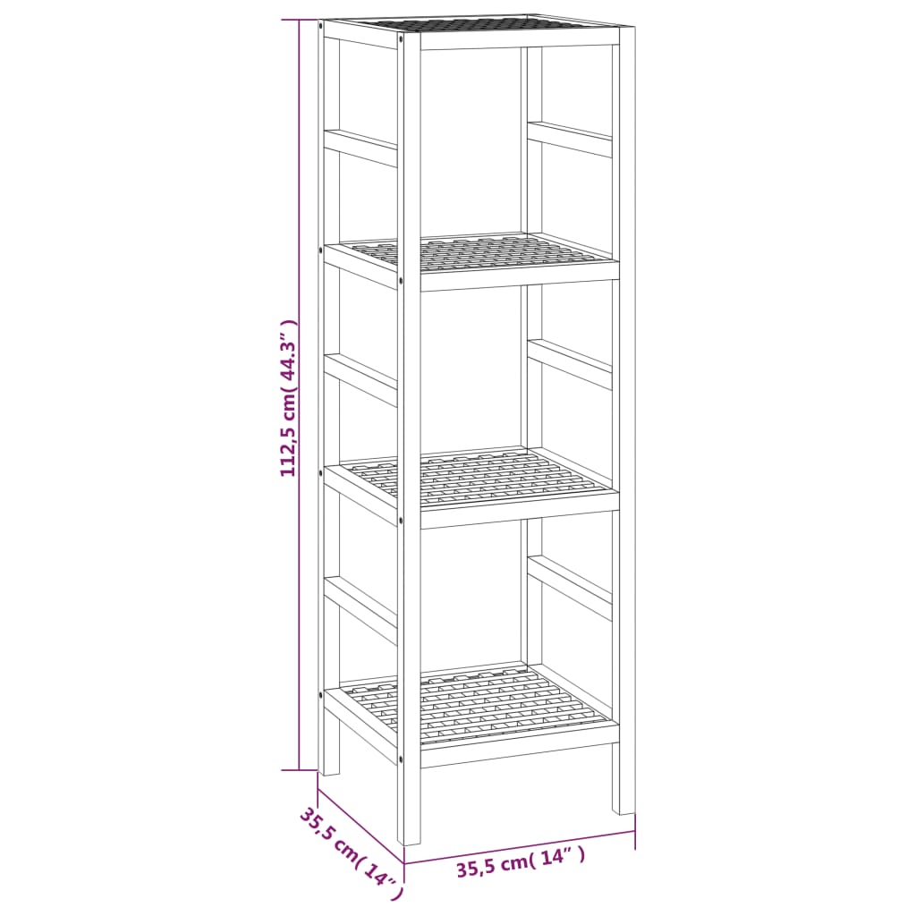 Scaffale da Bagno 35,5x35,5x112,5 cm in Legno Massello di Noce