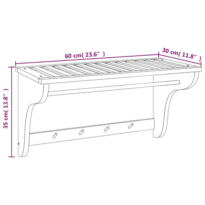 Towel holder 60x30x35 cm in solid walnut wood