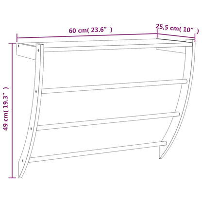 Portasciugamani 60x25,5x49 cm in Legno Massello di Noce