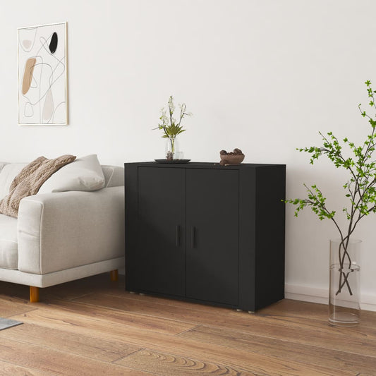 Credenza Nera 80x33x70 cm in Legno Multistrato - homemem39
