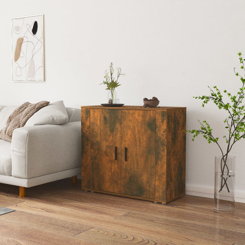 Credenza Rovere Fumo 80x33x70 cm in Legno Multistrato - homemem39