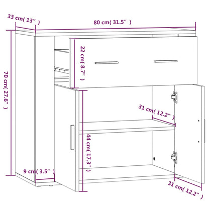 Credenza Grigio Cemento 80x33x70 cm in Legno Multistrato - homemem39