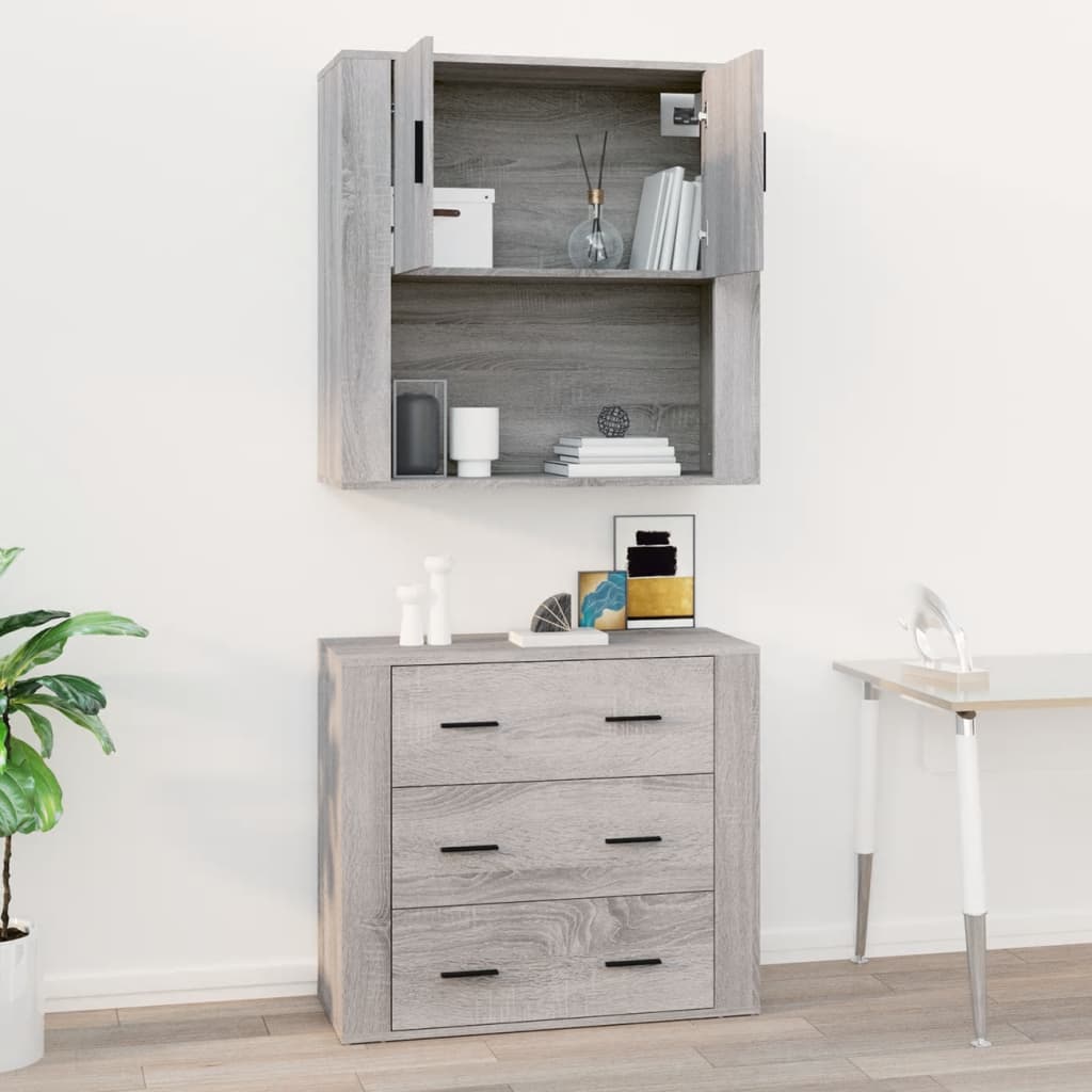 Mobile Pensile Grigio Sonoma 80x33x80 cm in Legno Multistrato