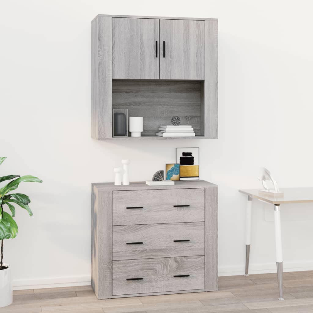 Mobile Pensile Grigio Sonoma 80x33x80 cm in Legno Multistrato