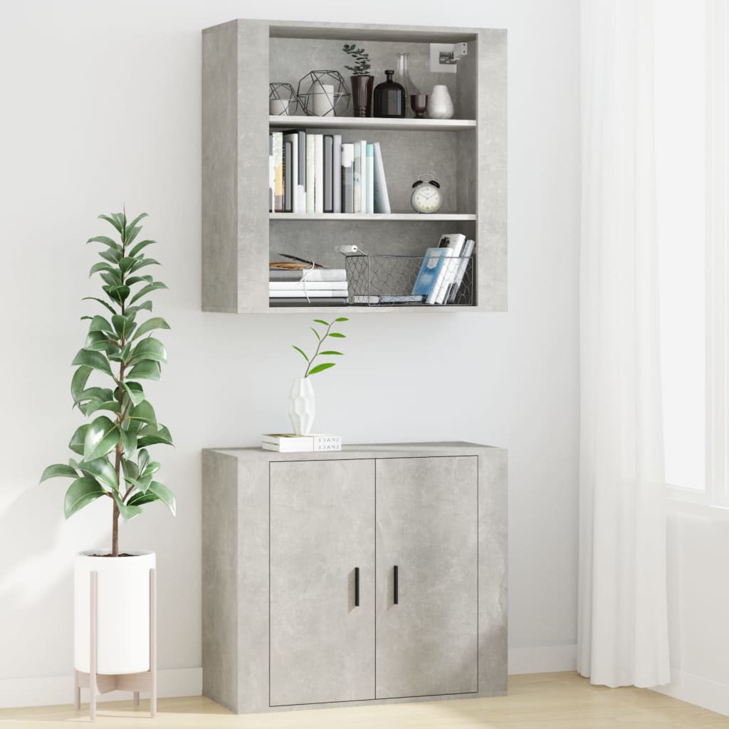 Mobile a Parete Grigio Cemento 80x33x80 cm in Legno Multistrato - homemem39