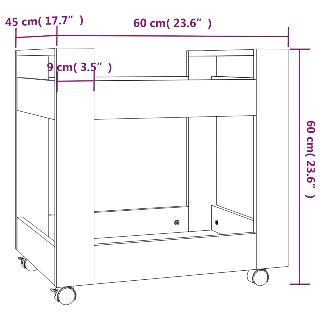 Carrello Scrivania rovere sonoma 60x45x60 cm Legno Multistrato | homemem39
