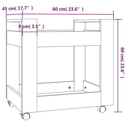 Carrello Scrivania rovere fumo 60x45x60 cm Legno Multistrato
