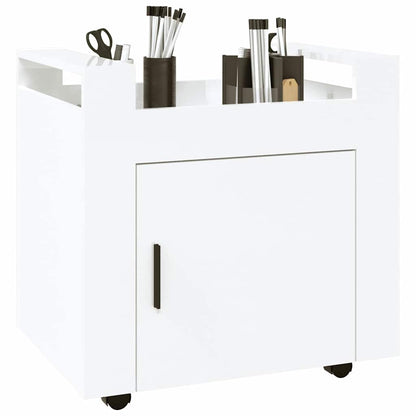 Carrello Scrivania bianco lucido 60x45x60 cm Legno Multistrato | homemem39