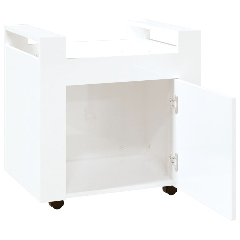 Carrello Scrivania bianco lucido 60x45x60 cm Legno Multistrato - homemem39