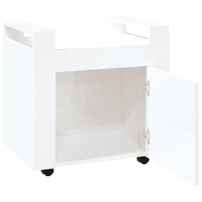 Carrello Scrivania bianco lucido 60x45x60 cm Legno Multistrato - homemem39