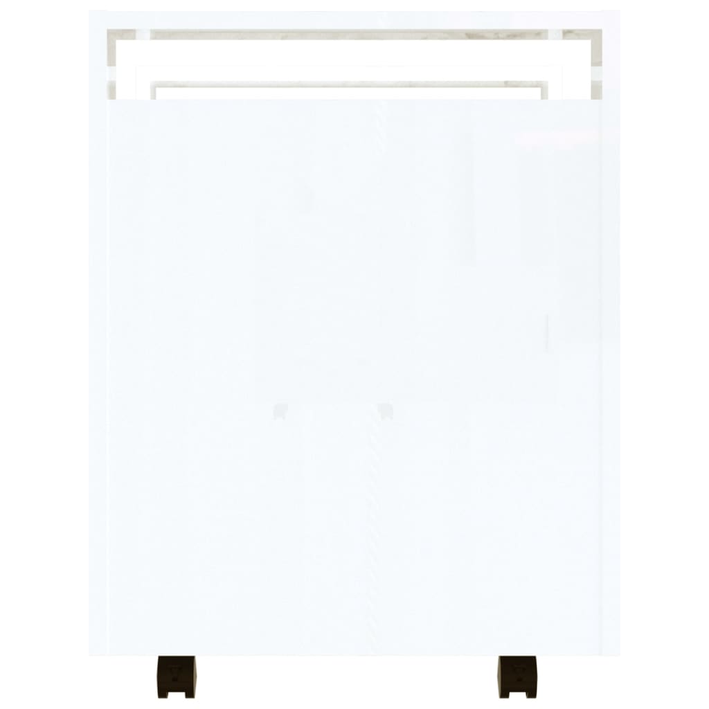 Carrello Scrivania bianco lucido 60x45x60 cm Legno Multistrato - homemem39
