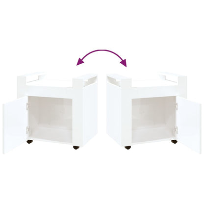 Carrello Scrivania bianco lucido 60x45x60 cm Legno Multistrato - homemem39