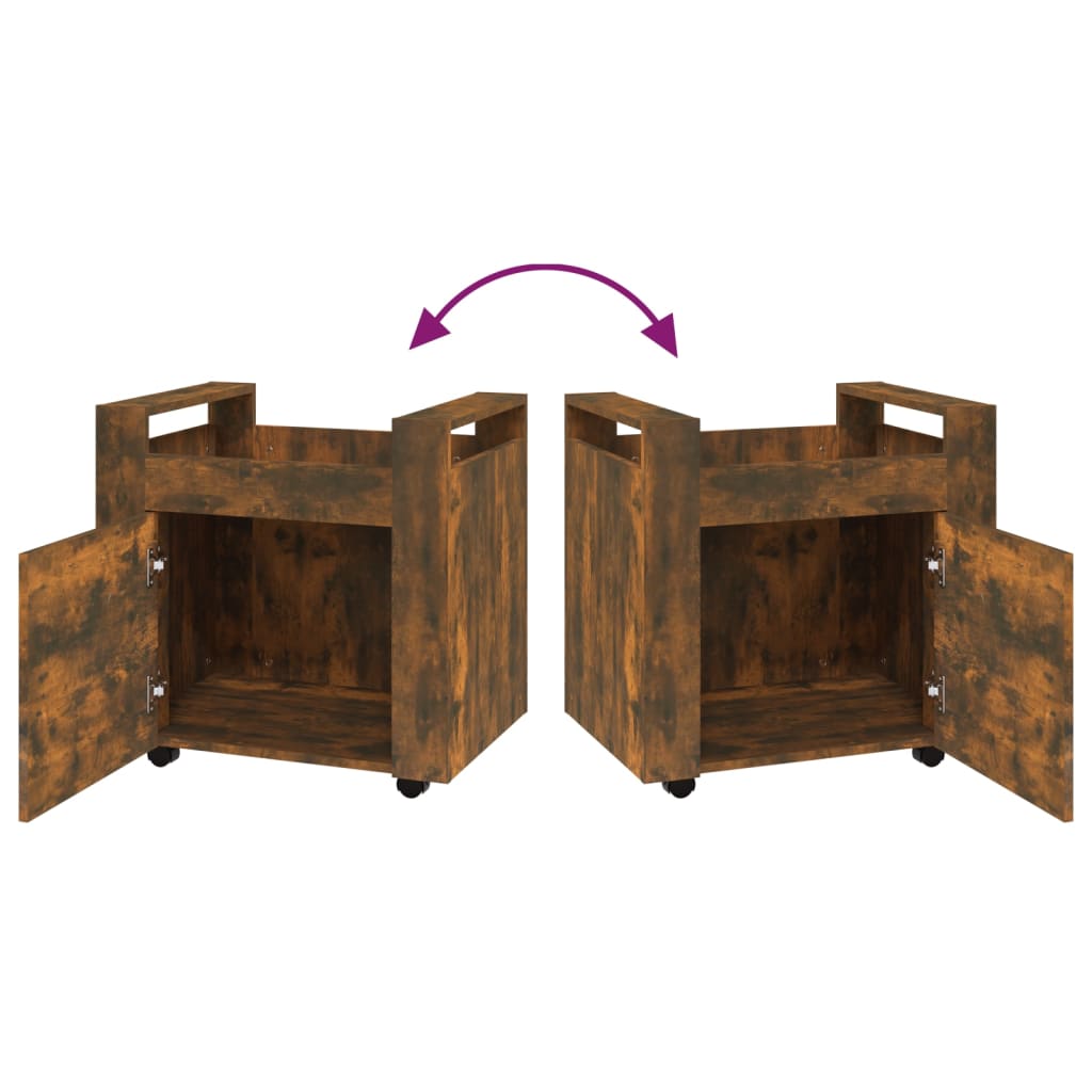 Carrello Scrivania rovere fumo 60x45x60 cm Legno Multistrato - homemem39