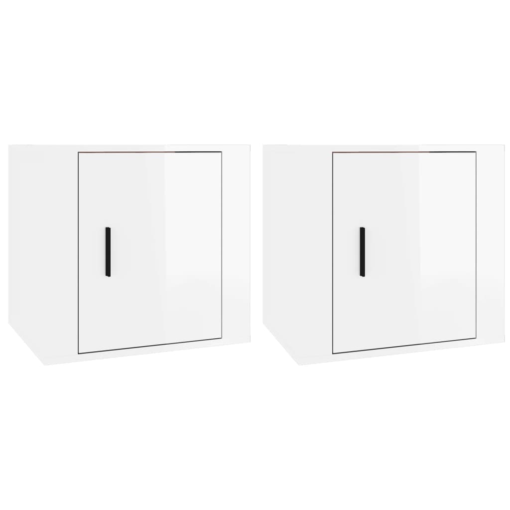 Comodini 2 pz in Bianco Lucido 50x39x47 cm - homemem39