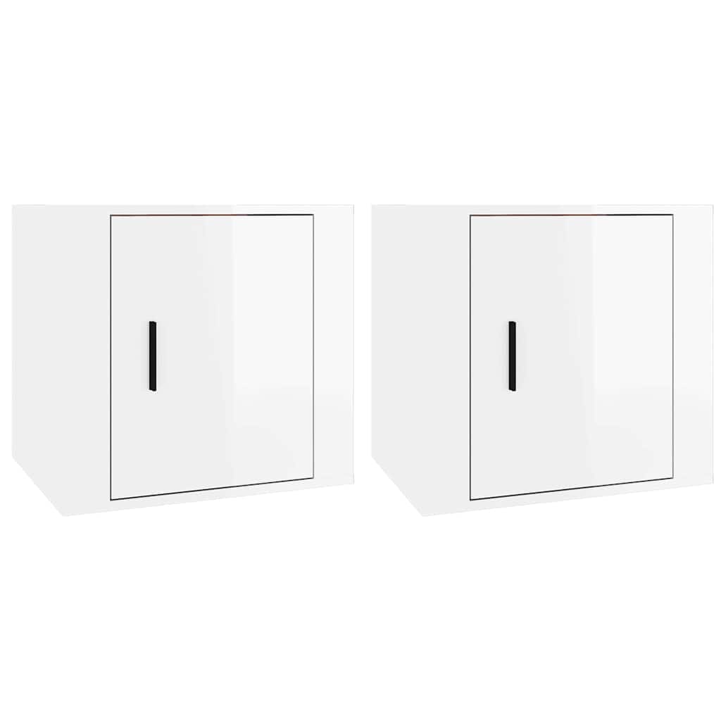 Comodini 2 pz in Bianco Lucido 50x39x47 cm
