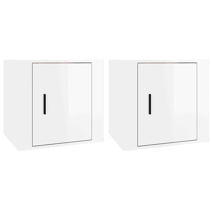 Comodini 2 pz in Bianco Lucido 50x39x47 cm