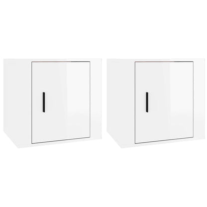 Comodini 2 pz in Bianco Lucido 50x39x47 cm