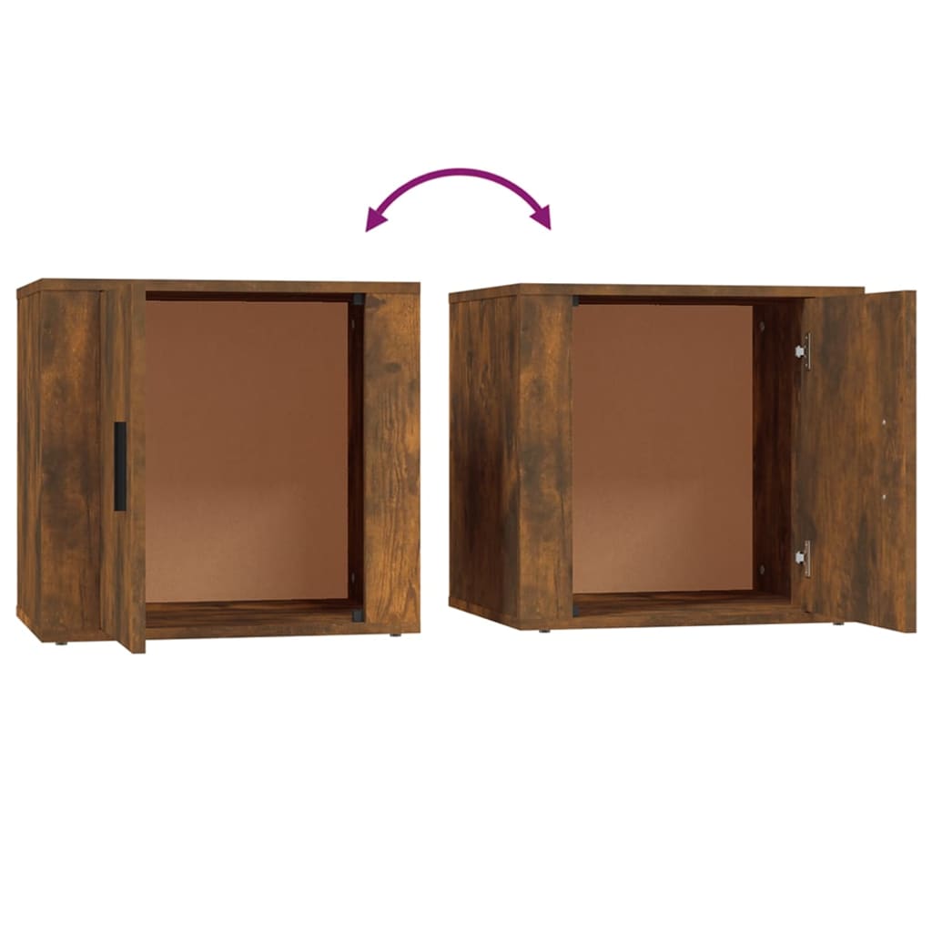 Comodini 2pz Rovere Fumo 50x39x47 cm