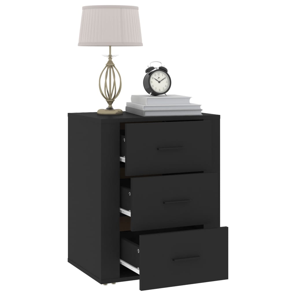 Comodino Nero 50x36x60 cm in Legno Multistrato - homemem39