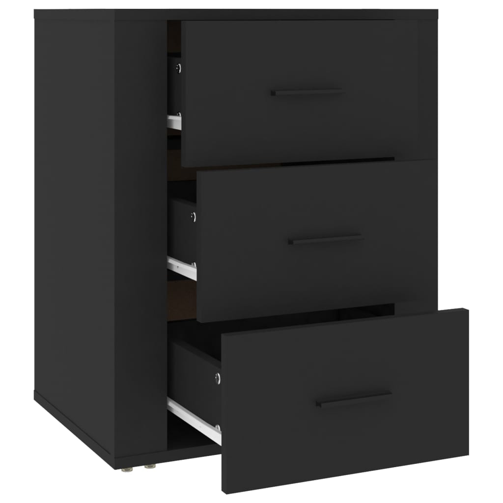 Comodino Nero 50x36x60 cm in Legno Multistrato - homemem39