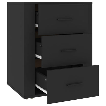 Comodino Nero 50x36x60 cm in Legno Multistrato - homemem39