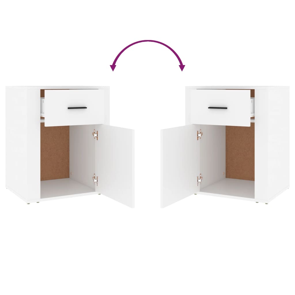 Comodino Bianco 50x36x60 cm in Legno Ingegnerizzato