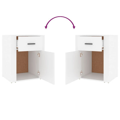Comodino Bianco 50x36x60 cm in Legno Ingegnerizzato