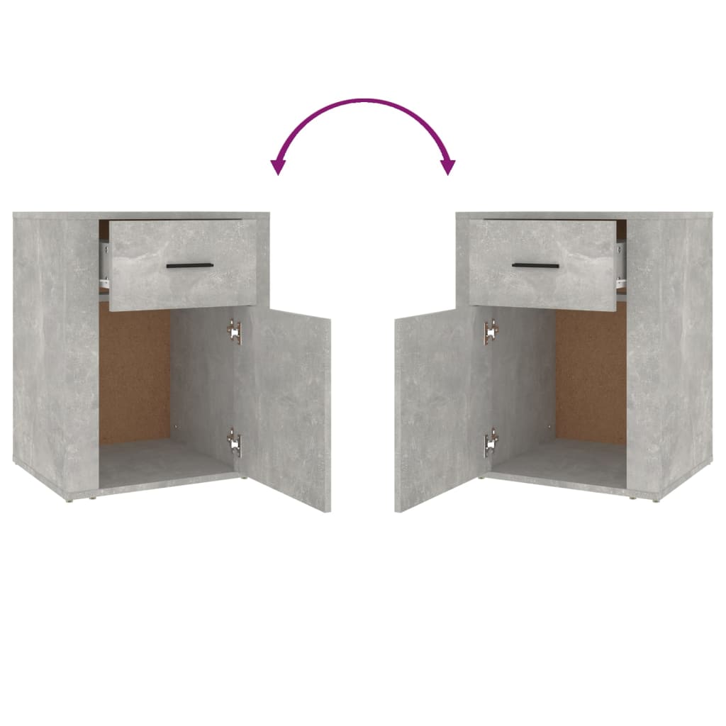 Comodino Grigio Cemento 50x36x60 cm in Legno Multistrato - homemem39