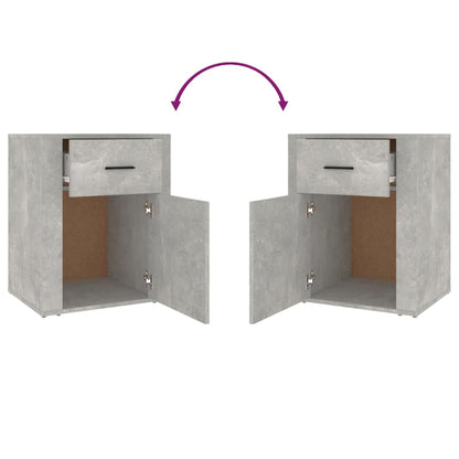 Comodino Grigio Cemento 50x36x60 cm in Legno Multistrato