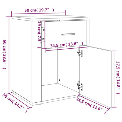 Comodino Grigio Cemento 50x36x60 cm in Legno Multistrato