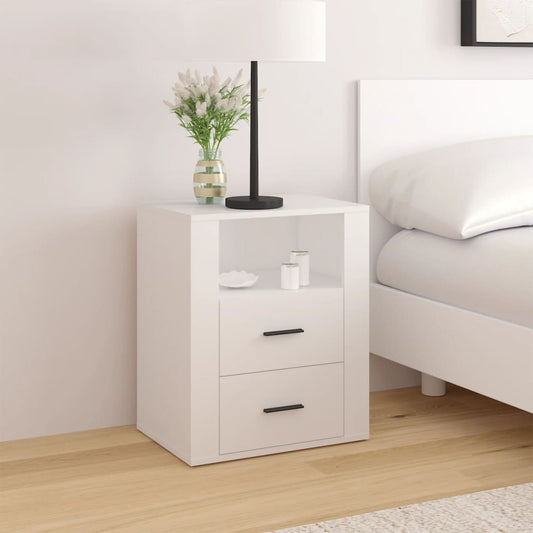 Comodino Bianco 50x36x60 cm in Legno Ingegnerizzato - homemem39