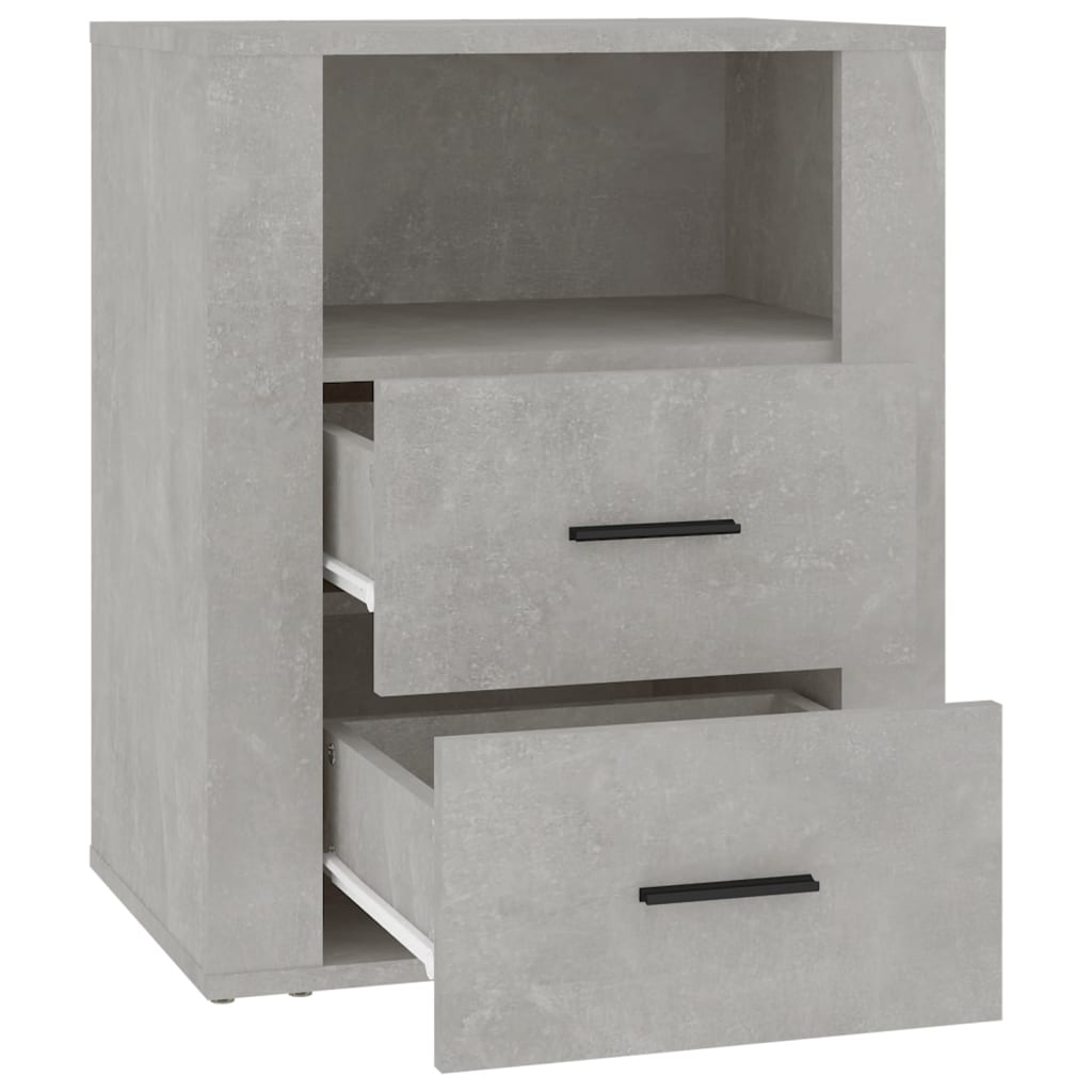 Comodino Grigio Cemento 50x36x60 cm in Legno Multistrato - homemem39