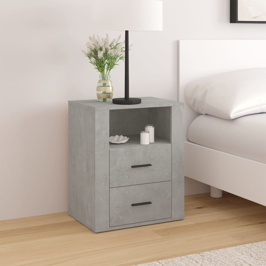 Comodino Grigio Cemento 50x36x60 cm in Legno Multistrato - homemem39