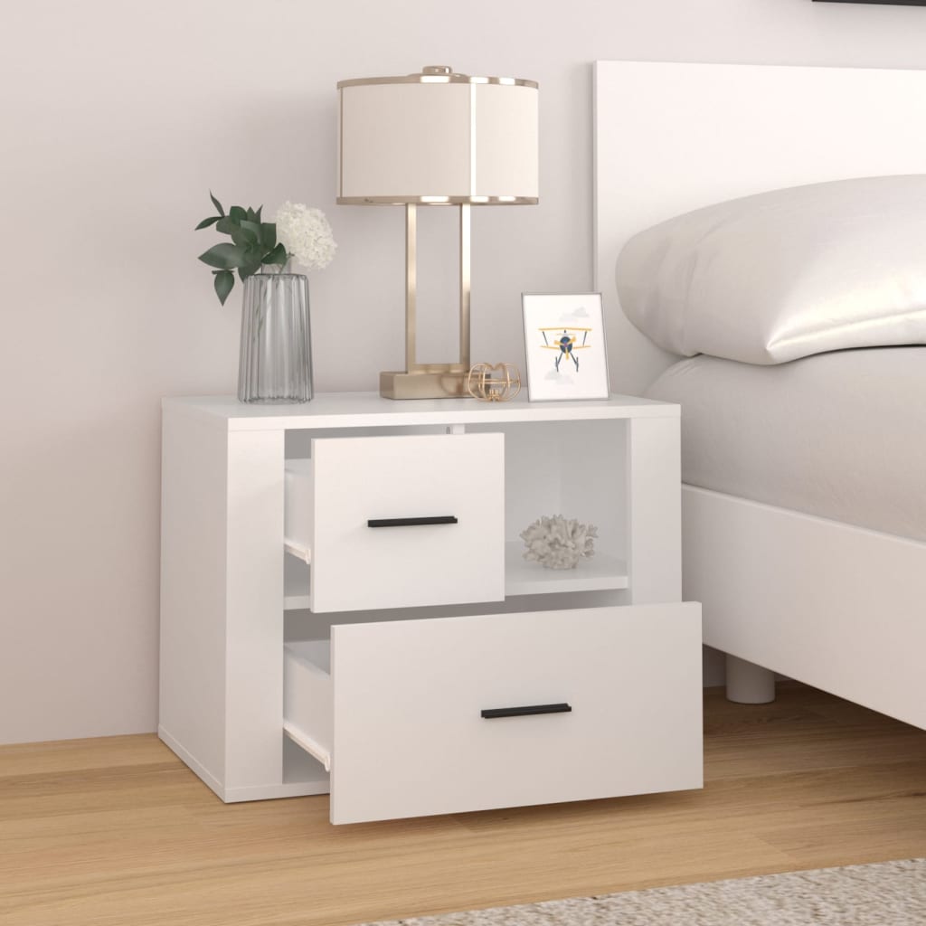 Comodino Bianco 60x36x45 cm in Legno Ingegnerizzato - homemem39