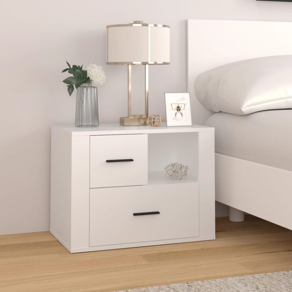 Comodino Bianco 60x36x45 cm in Legno Ingegnerizzato - homemem39