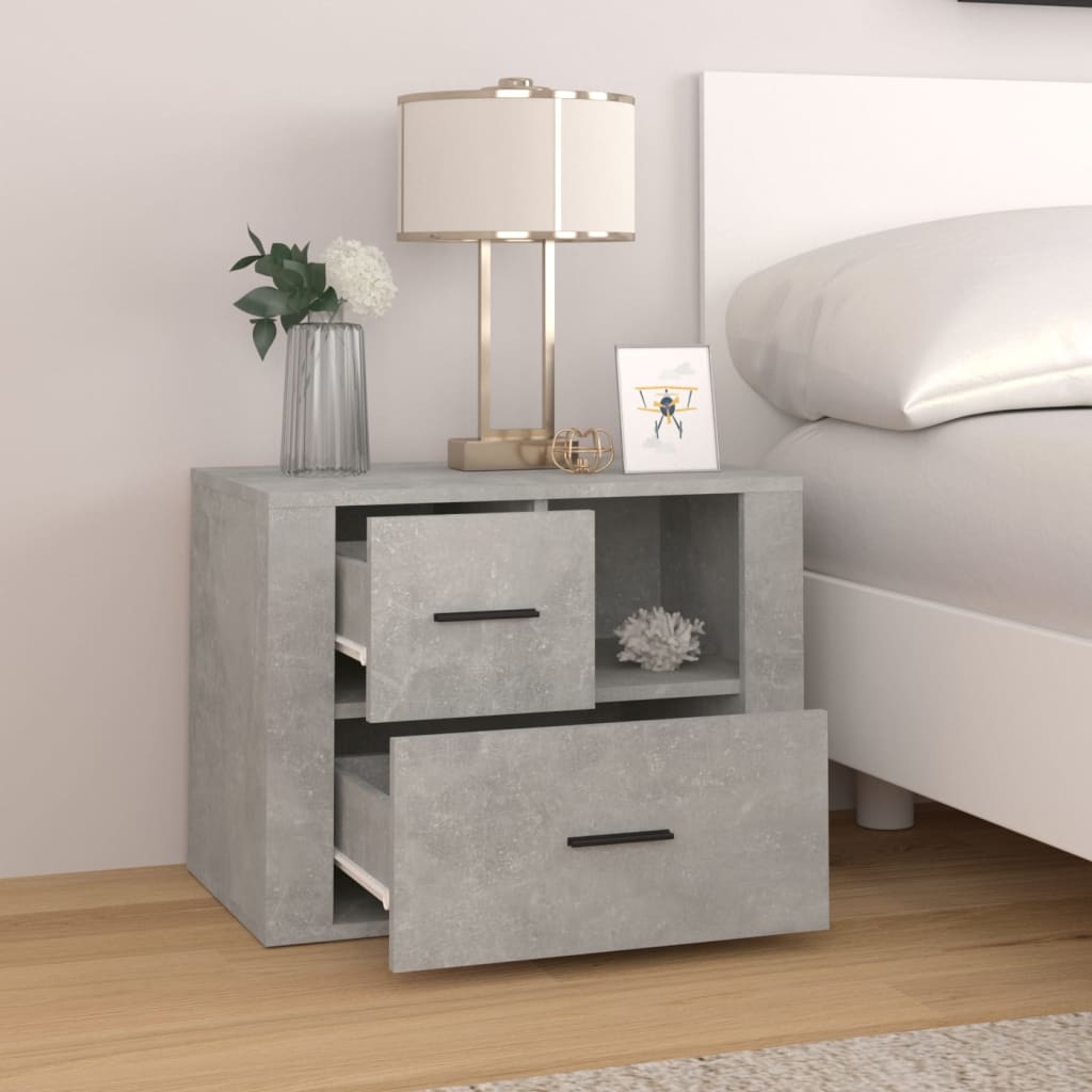 Comodino Grigio Cemento 60x36x45 cm in Legno Multistrato - homemem39