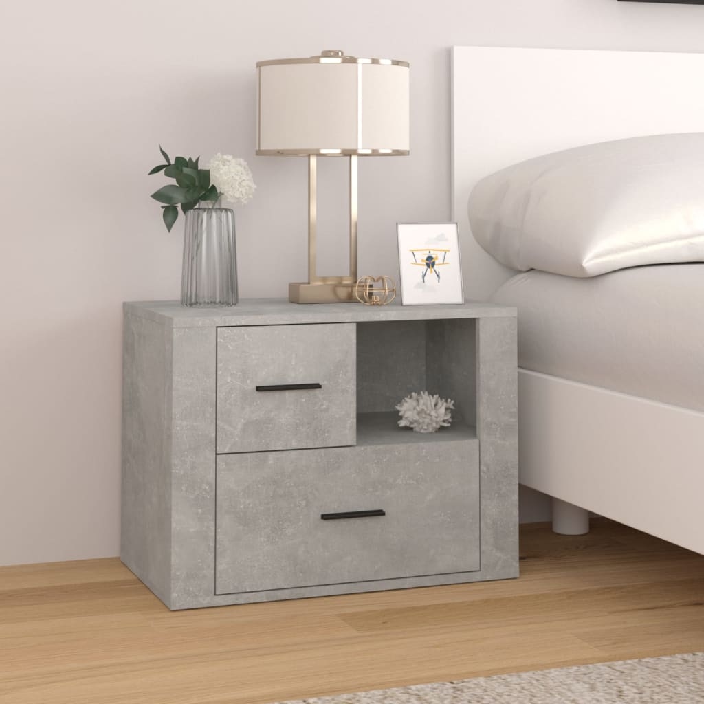 Comodino Grigio Cemento 60x36x45 cm in Legno Multistrato - homemem39