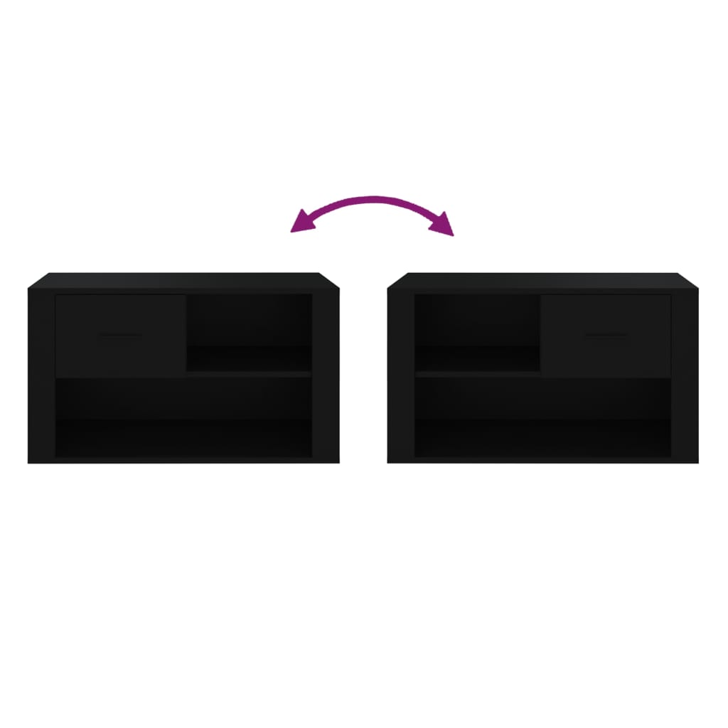 Scarpiera Nera 80x35x45 cm in Legno Multistrato - homemem39