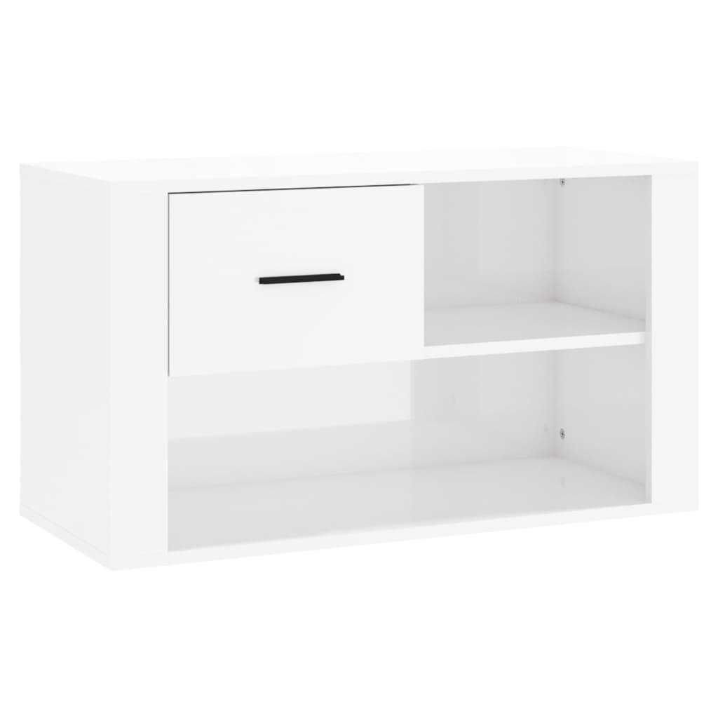 Scarpiera Bianco Lucido 80x35x45 cm in Legno Multistrato - homemem39